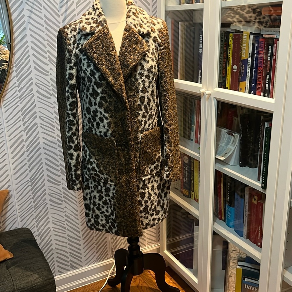 French Connection leopard faux fur NWOT